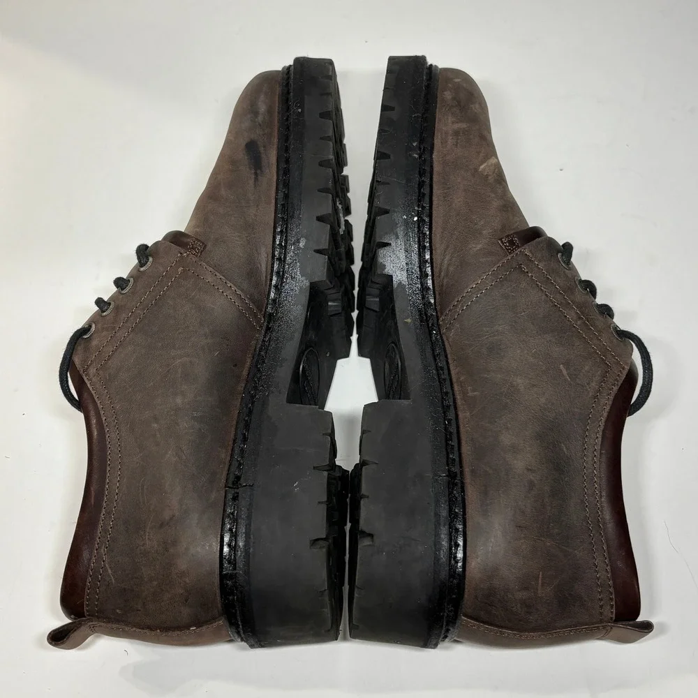 Johnston & Murphy Derby Shoes Mens 11.5 Brown Leather Lug Sole Made‎ in Italy